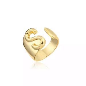 Gold Initial Ring “S”- Adjustable